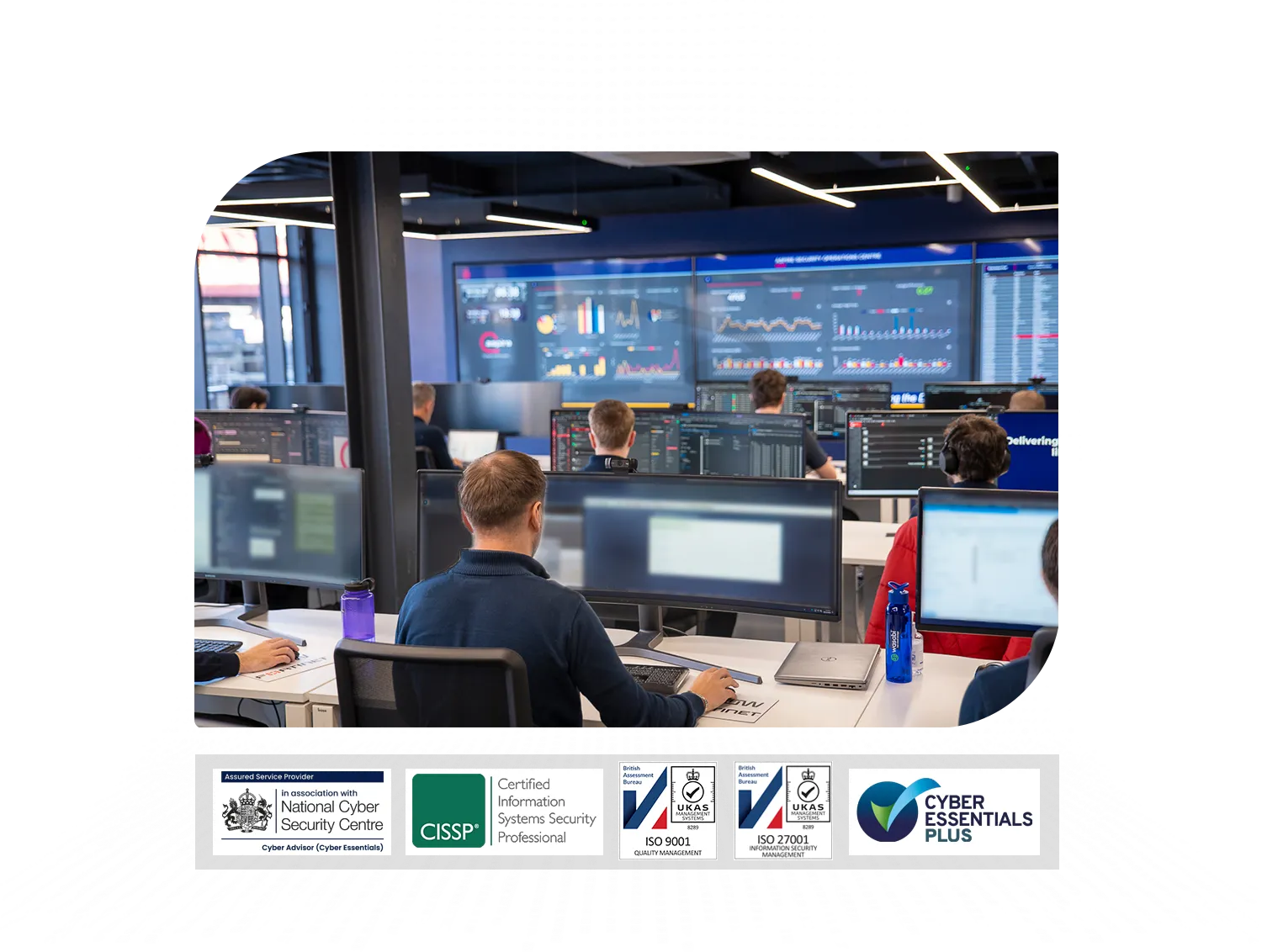 Aspire Security Operations Centre with accreditation logos